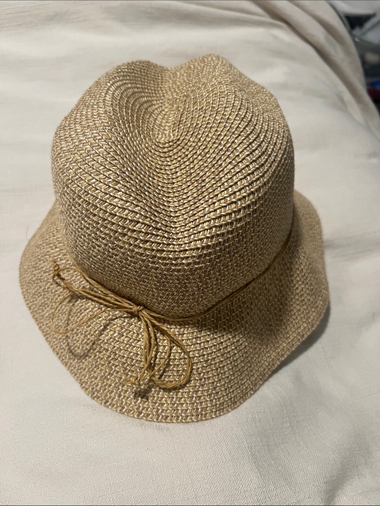 Nine West Accessories - Nine West Natural Straw Bucket Hat with Bow Trim